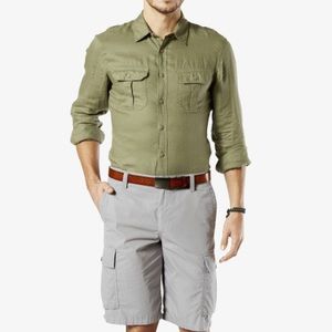 Dockers green linen shirt large fitted